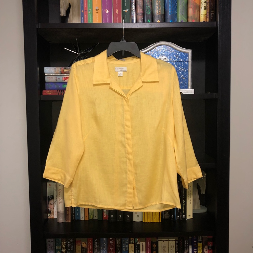 SOLD Yellow Sz M Portraits Northern Isles Linen Blouse